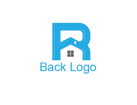 house merged with letter r logo
