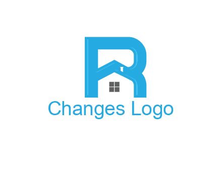 house merged with letter r logo