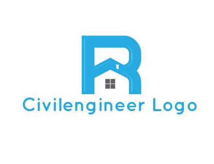house merged with letter r logo