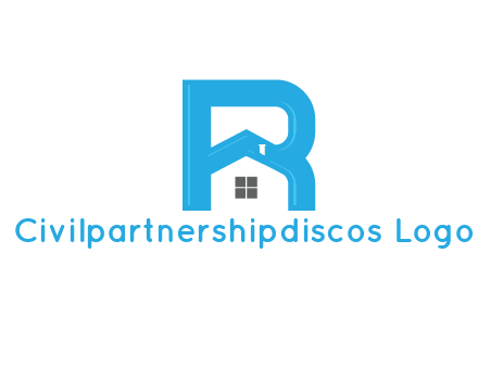 house merged with letter r logo