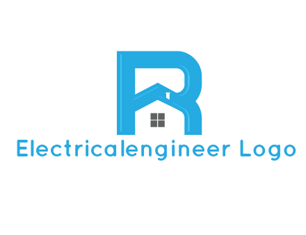house merged with letter r logo