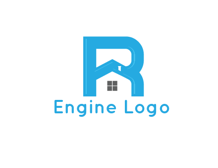 house merged with letter r logo