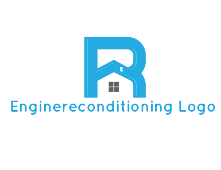 house merged with letter r logo