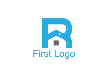house merged with letter r logo