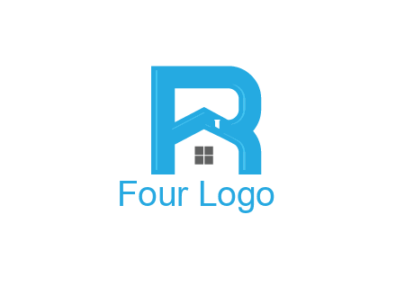 house merged with letter r logo