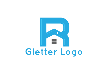 house merged with letter r logo