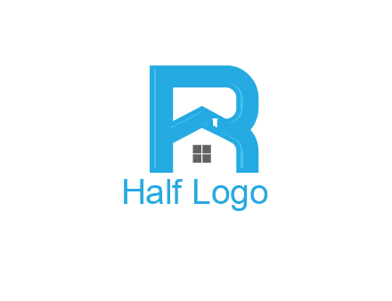 house merged with letter r logo