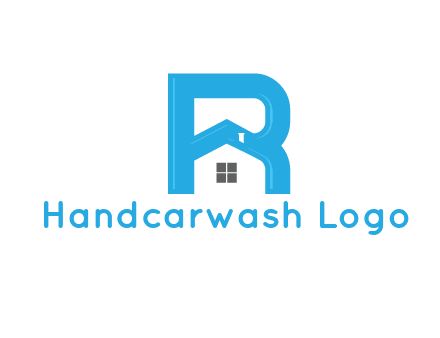 house merged with letter r logo