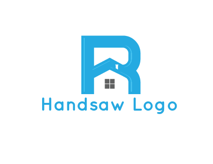 house merged with letter r logo
