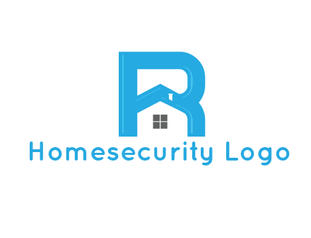 house merged with letter r logo