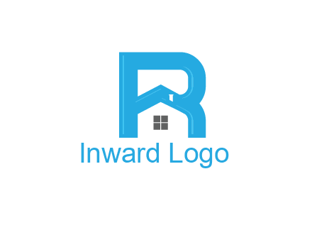 house merged with letter r logo