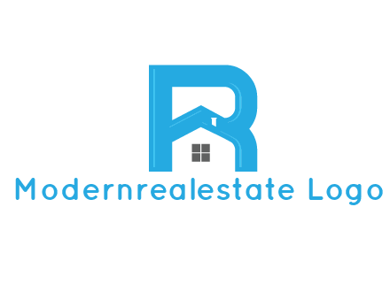 house merged with letter r logo