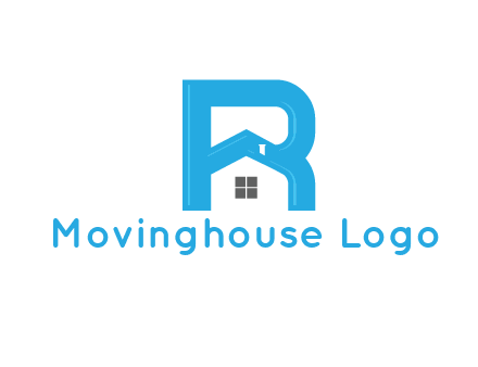 house merged with letter r logo