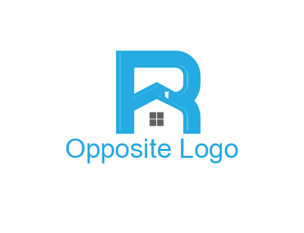 house merged with letter r logo