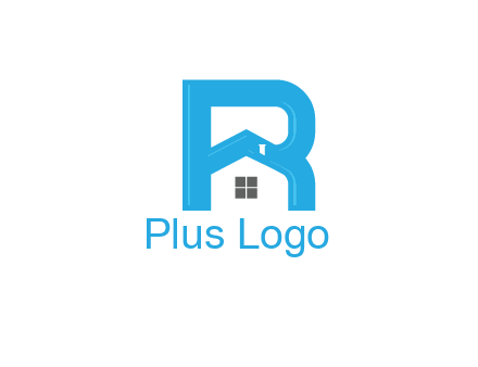 house merged with letter r logo