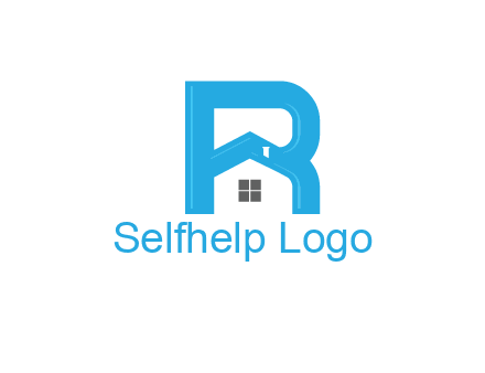 house merged with letter r logo