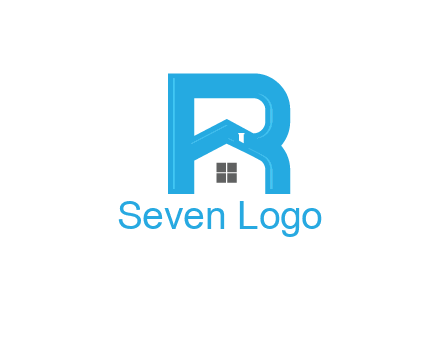 house merged with letter r logo