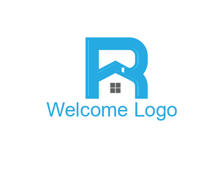house merged with letter r logo
