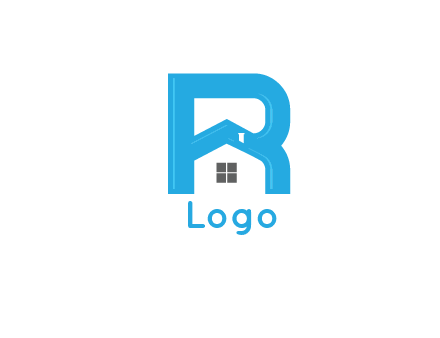 house merged with letter r logo
