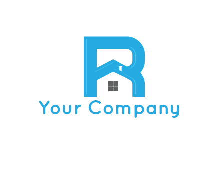 house merged with letter r logo