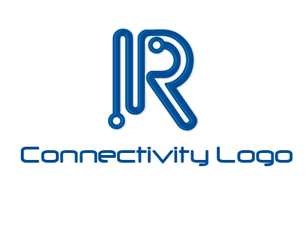 technology wires are shaped as letter R logo