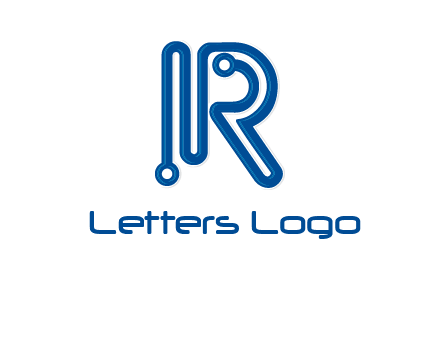 technology wires are shaped as letter R logo