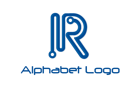 technology wires are shaped as letter R logo