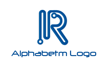 technology wires are shaped as letter R logo