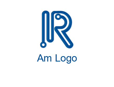 technology wires are shaped as letter R logo