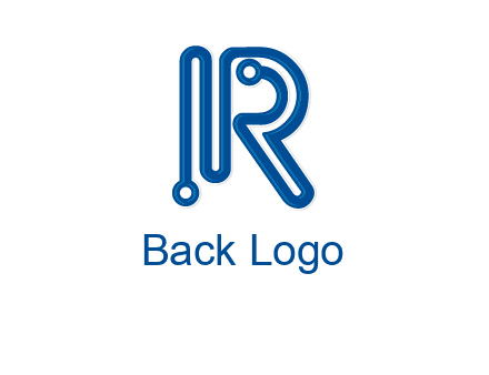 technology wires are shaped as letter R logo