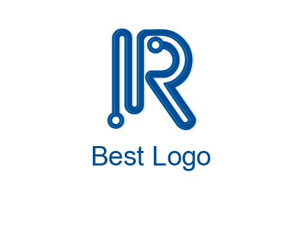 technology wires are shaped as letter R logo