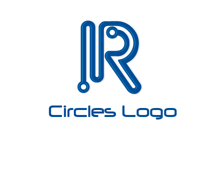 technology wires are shaped as letter R logo
