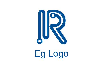 technology wires are shaped as letter R logo