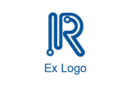 technology wires are shaped as letter R logo