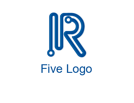 technology wires are shaped as letter R logo