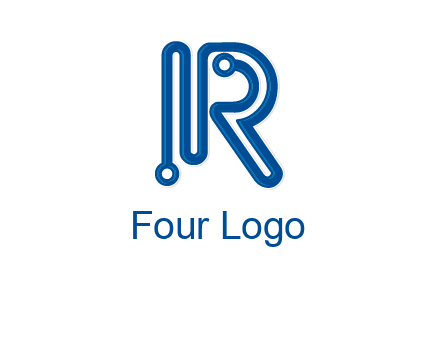 technology wires are shaped as letter R logo