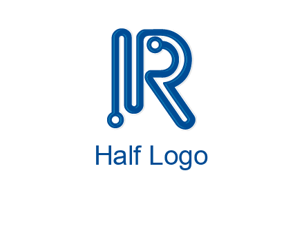 technology wires are shaped as letter R logo