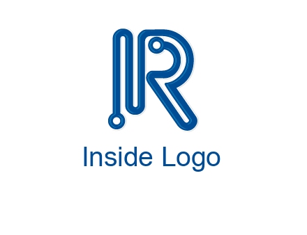 technology wires are shaped as letter R logo