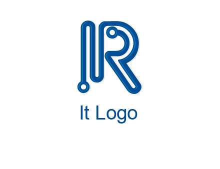 technology wires are shaped as letter R logo