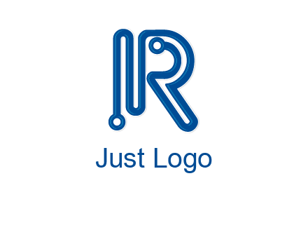 technology wires are shaped as letter R logo