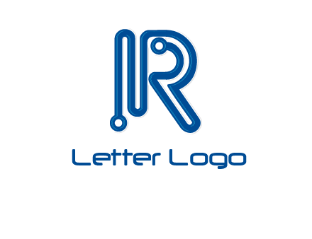 technology wires are shaped as letter R logo