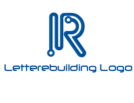 technology wires are shaped as letter R logo