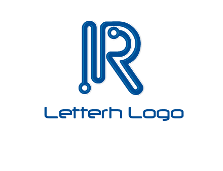 technology wires are shaped as letter R logo