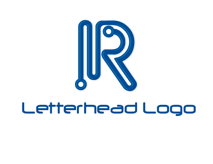 technology wires are shaped as letter R logo