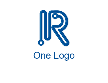 technology wires are shaped as letter R logo