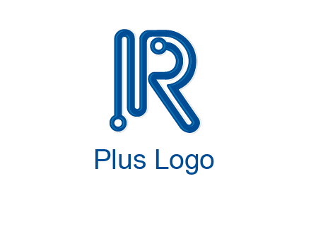 technology wires are shaped as letter R logo