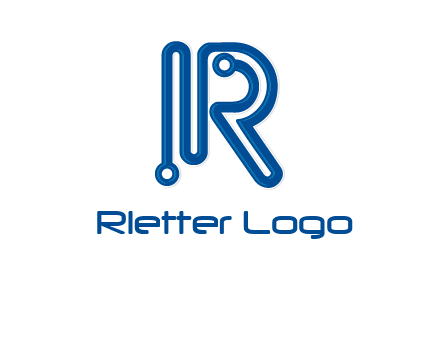 technology wires are shaped as letter R logo