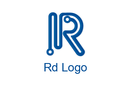 technology wires are shaped as letter R logo