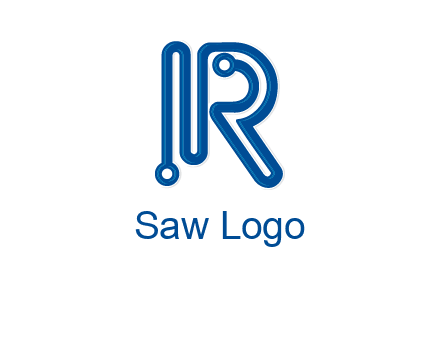 technology wires are shaped as letter R logo