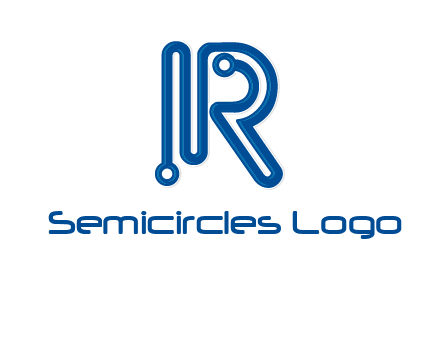 technology wires are shaped as letter R logo